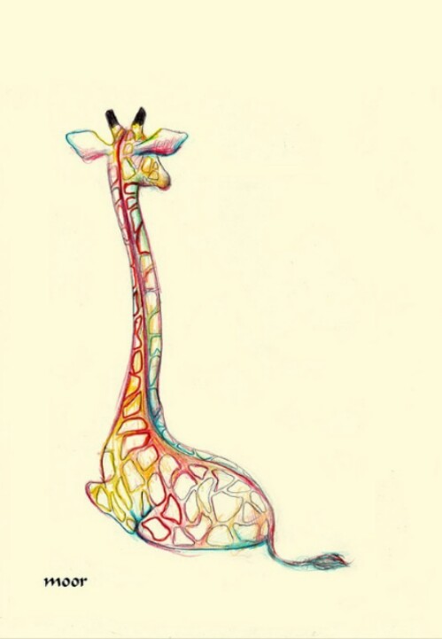 Colorful Giraffe Tattoo design by Moor