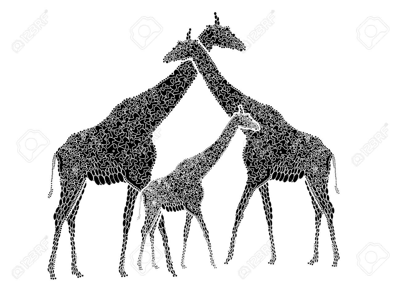Three giraffe standing in style - Giraffe Family Tattoo design
