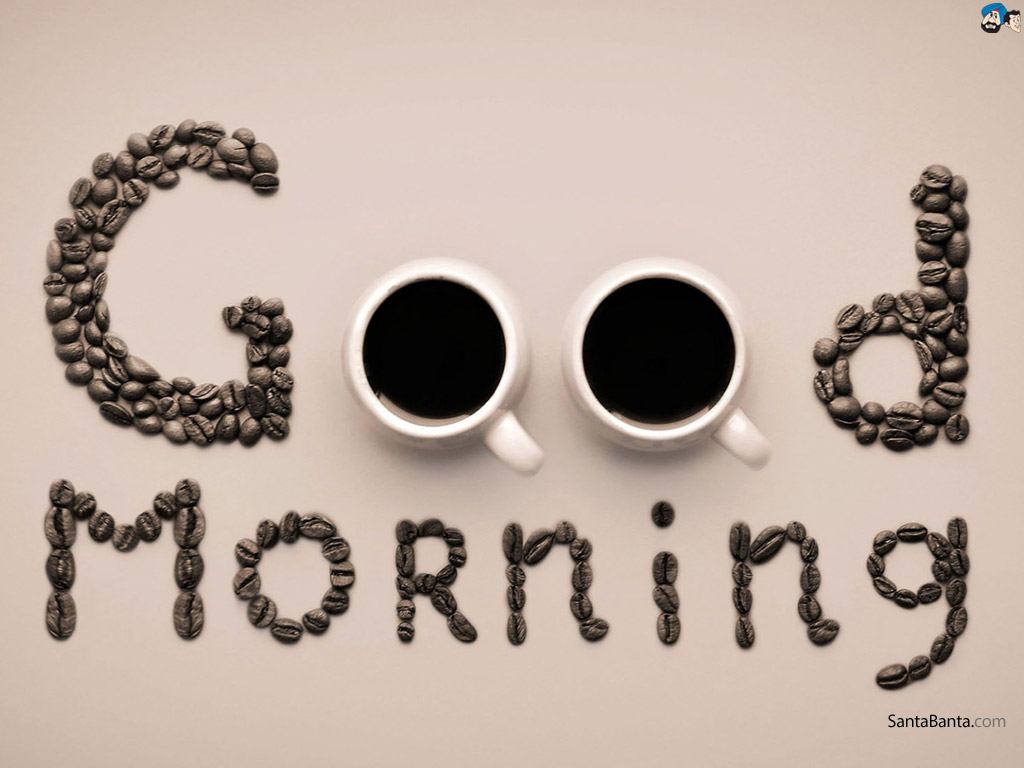 Good Morning Written With Coffee Beans Picture
