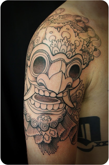 Incredible Barong Tattoo on Shoulder By Sylvain