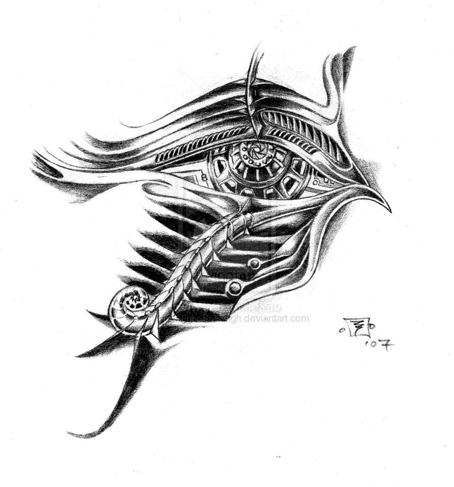 Mechanical Eye Of Horus Tattoo Design Sample