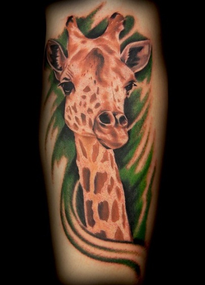 Realistic Giraffe Head Tattoo