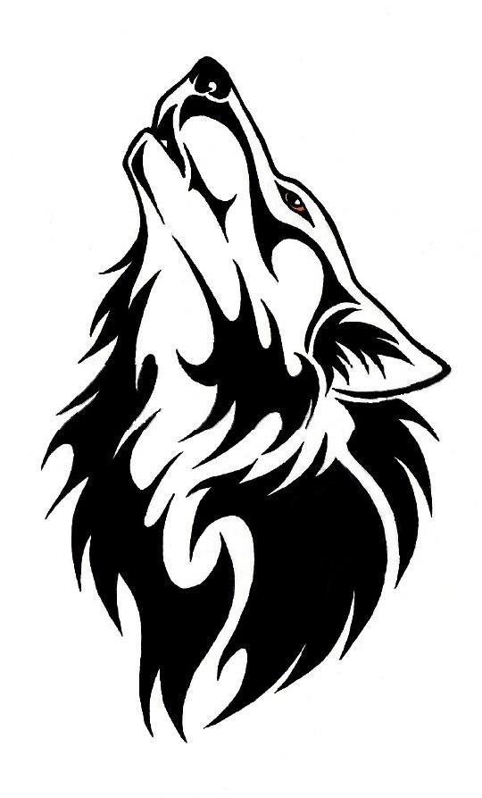 Tribal howling wolf tattoo design