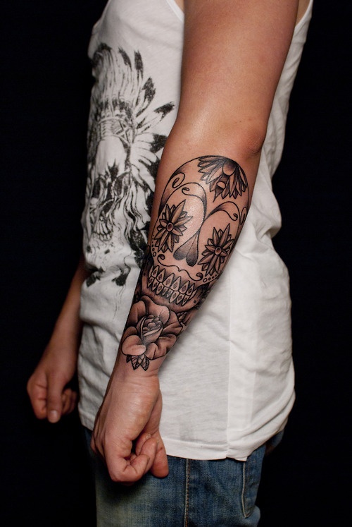 Wonderful Sugar Skull Tattoo on arm