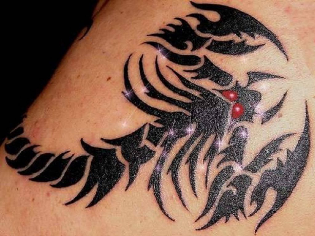 Amazing Black Tribal Scorpion Tattoo Design