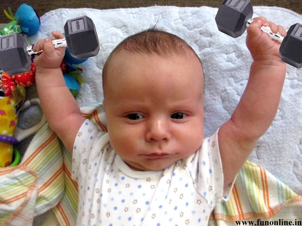 Baby Doing Exercise Funny Photo For Whatsapp