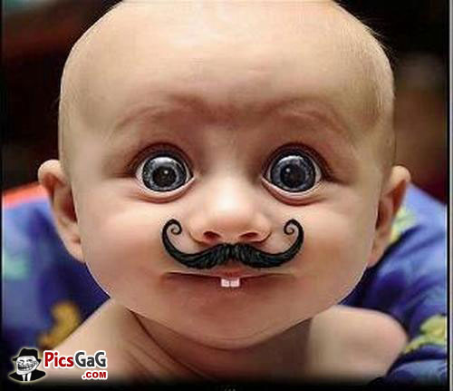 Baby With Mustache Funny Picture