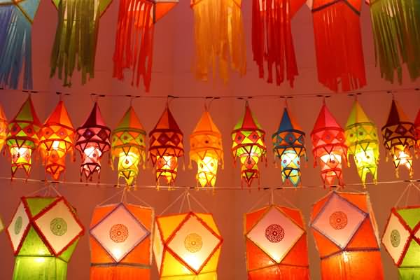 Beautiful Colorful Lantern For Diwali Decoration At Home