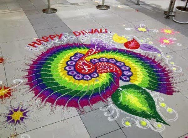 Beautiful Colorful Rangoli Diwali Decoration For Office