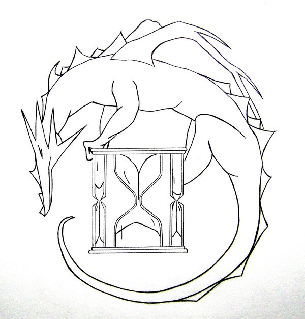 Black Dragon Hourglass Tattoo Stencil By Typowilliams