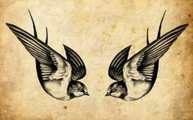 Black Flying Swallows Tattoo Design