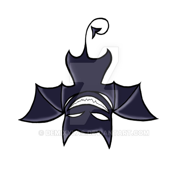 Black Hanged Bat Tattoo Design By Mariella Arenas