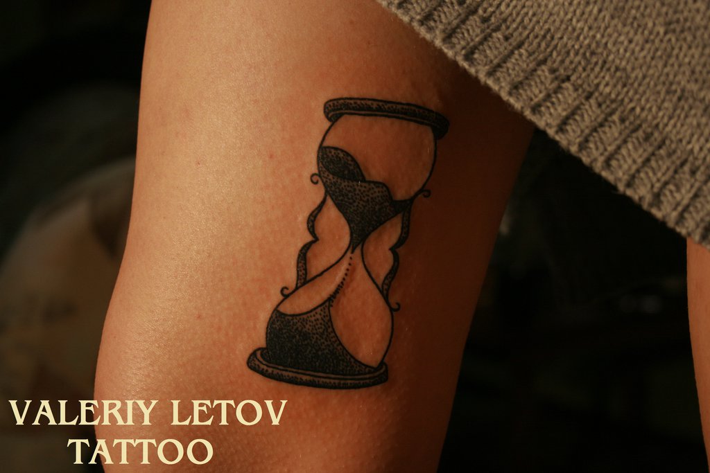 Black Hourglass Tattoo On Side Rib By ValeriyLetov