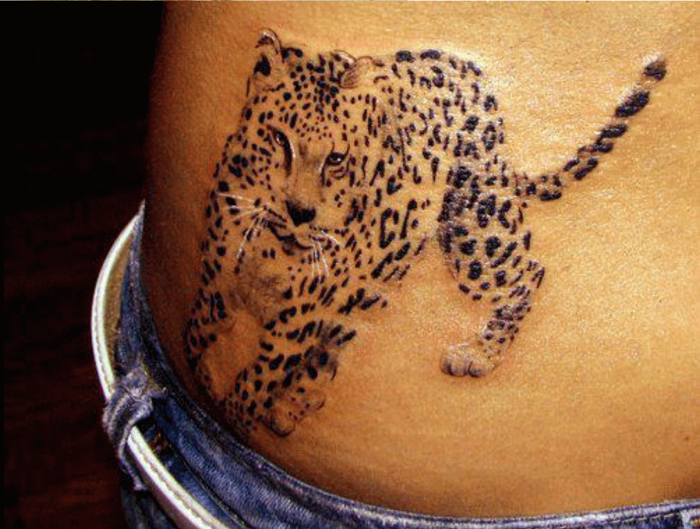 Black Leopard Tattoo On Hip