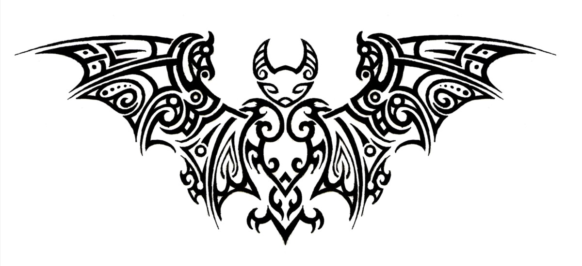 Black Tribal Bat Tattoo Stencil By Charlene Sala