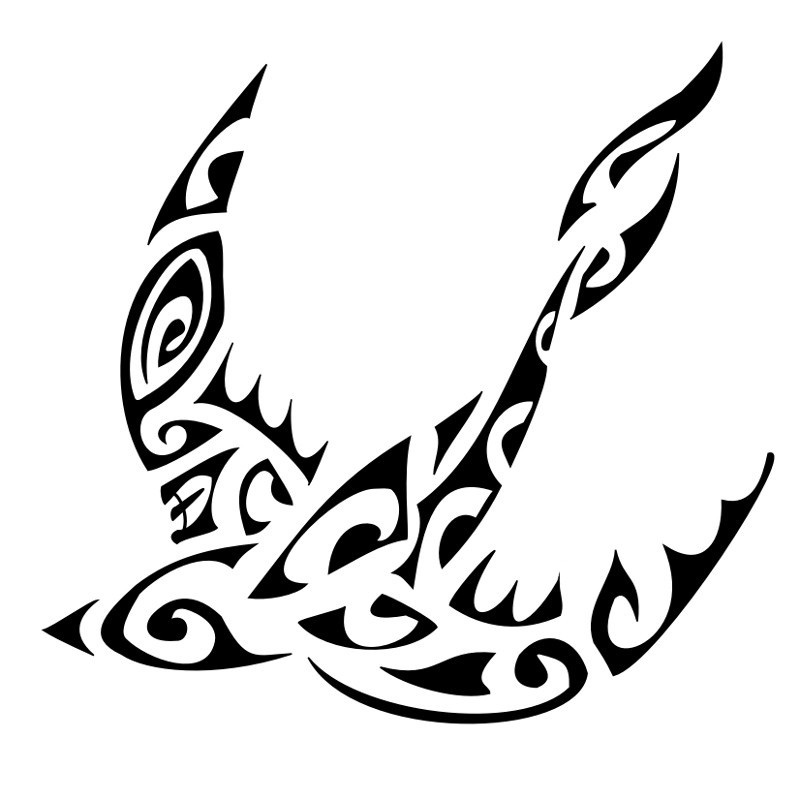 Black Tribal  Swallow Tattoo Design