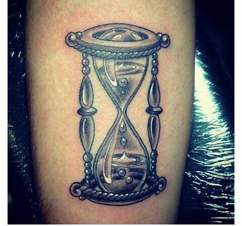 Black Water In Hourglass Tattoo On Forearm