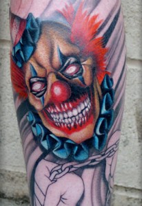 Colorful Clown Tattoo On Arm