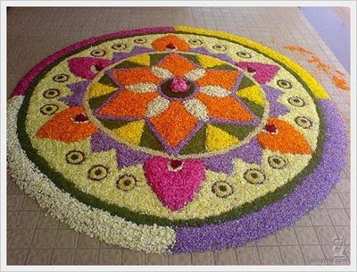 Colorful Flowers Rangoli Design For Diwali Picture