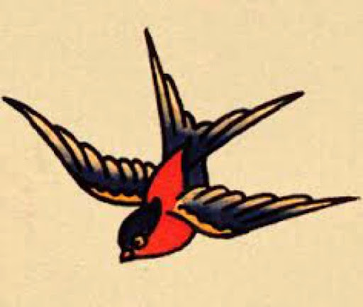Colorful Flying Swallow Tattoo Design