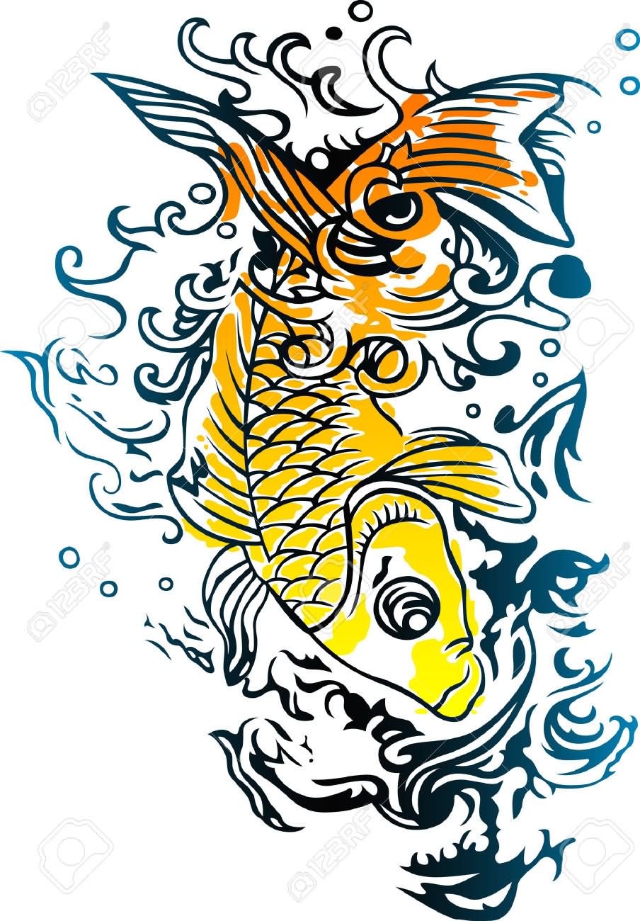 Colorful Ocean Fish Tattoo Design
