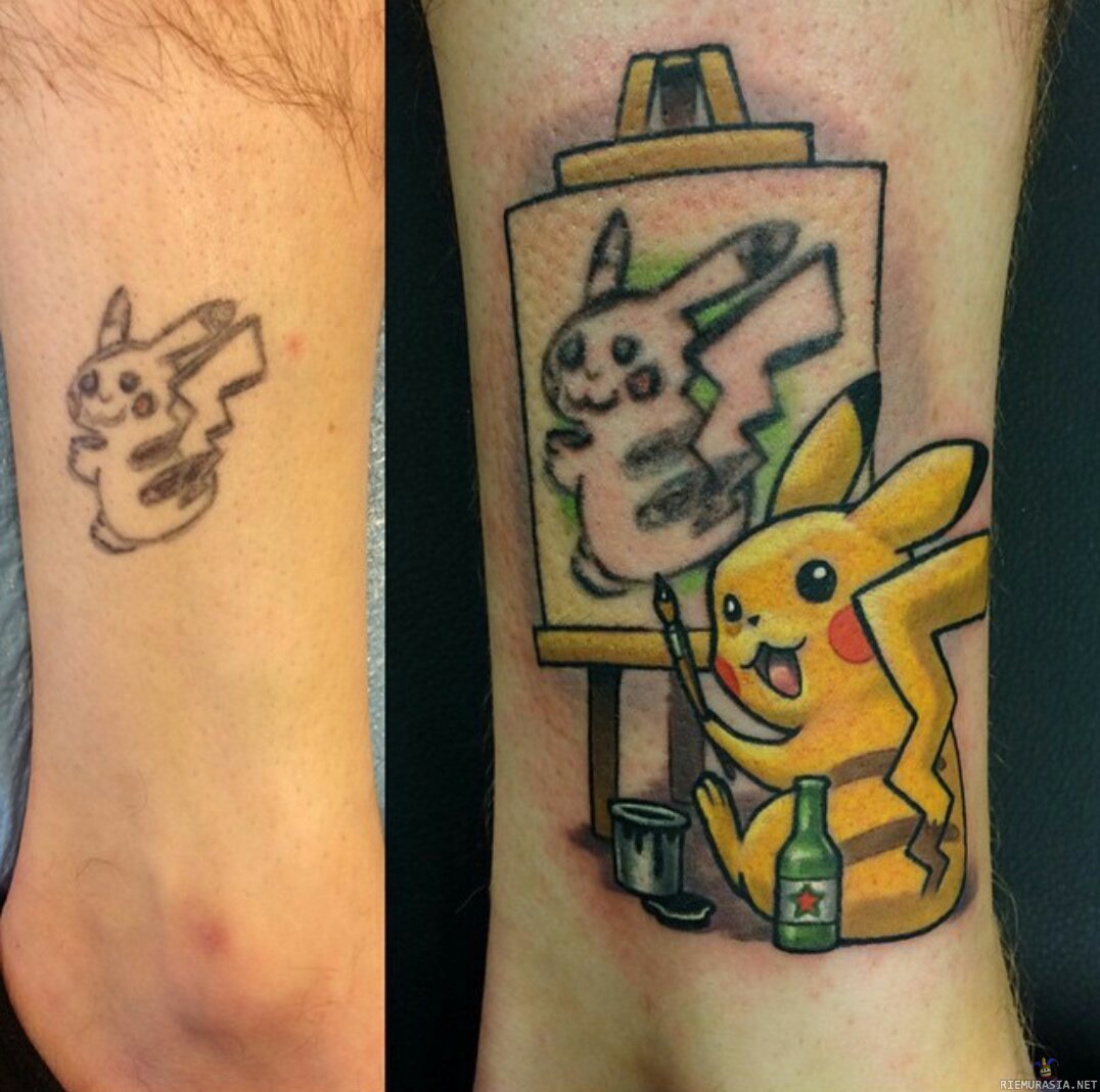 Colorful Pikachu Tattoo Design On Forearm