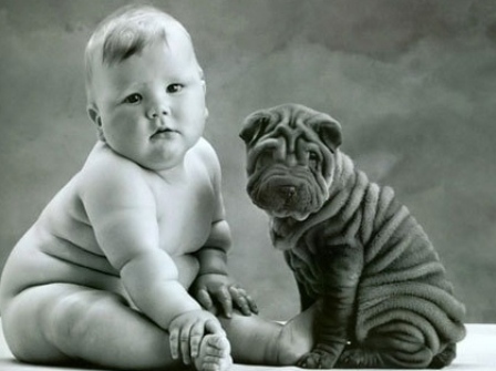 Cute Baby With Dog Funny Picture