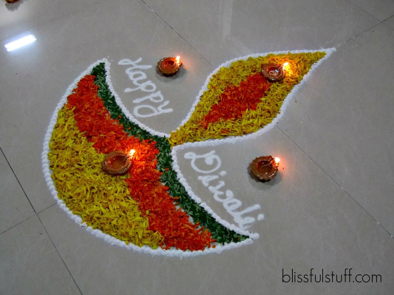 Diyas Flower Rangoli Design For Diwali