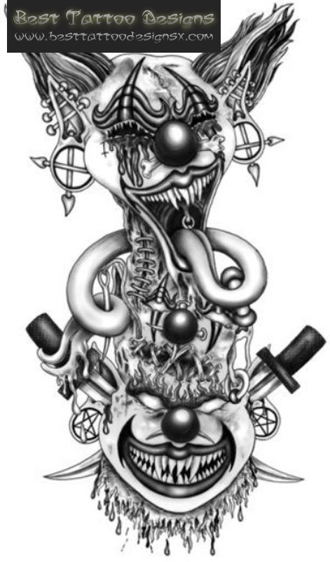 Evil Clown Tattoo Design Sample