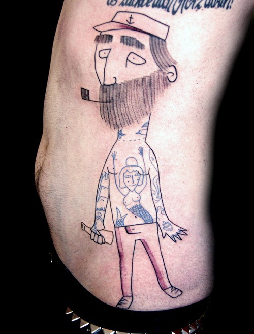 Funky Man Tattoo On Side Hip By Lionel Fahy