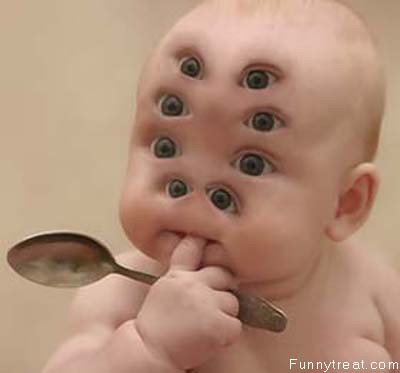 Funny Baby With Eight Eyes