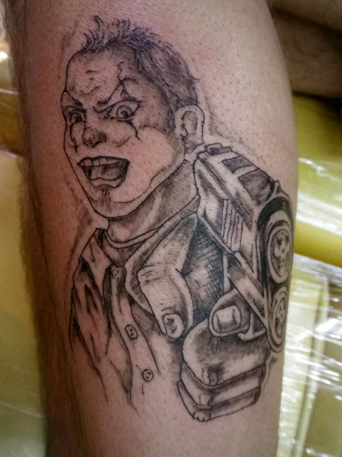 Gangster Clown With Gun Tattoo Design Sketch