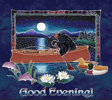 Good Evening Teddy Bear On Boat Cartoon Picture