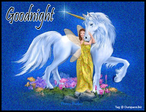 Good Night Angel With Unicorn Sparkle Glitter