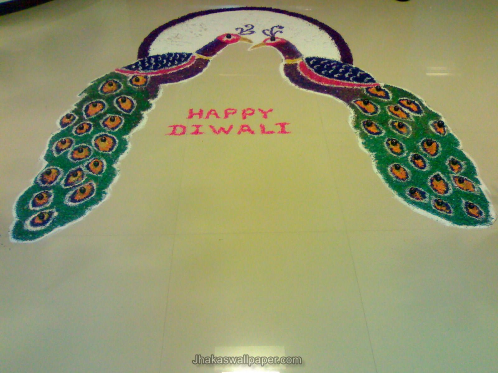 Happy Diwali Peacock Free Hand Rangoli Design