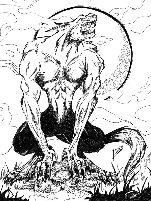 Howling Werewolf Tattoo Design