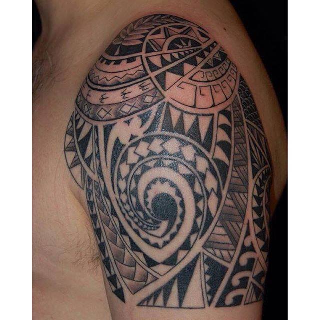 Inspired Polynesian Shoulder Piece Tattoo by Simone