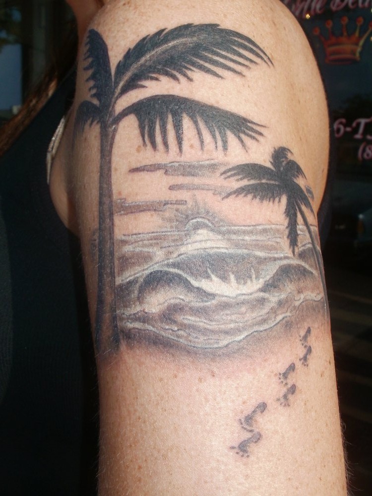 Myrtle Beach Tattoo On Left Half Sleeve