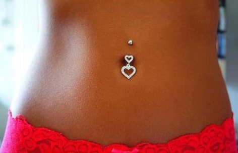 Navel Piercing With Heart Navel Stud