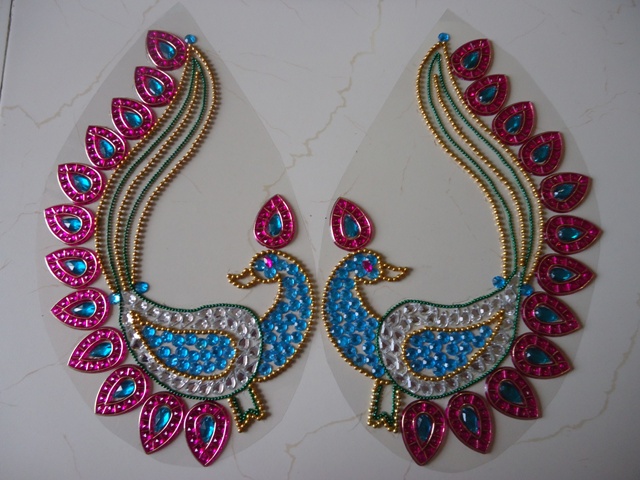 Peacock Rangoli Design By Rhinestones For Diwali