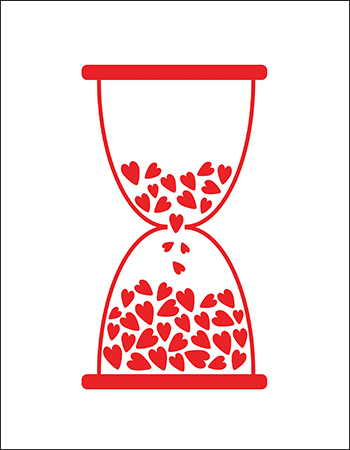 Red Little Heart In Hourglass Tattoo Design