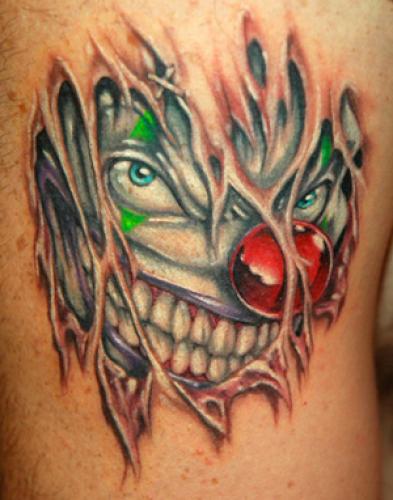 Ripped Skin Clown Tattoo Picture