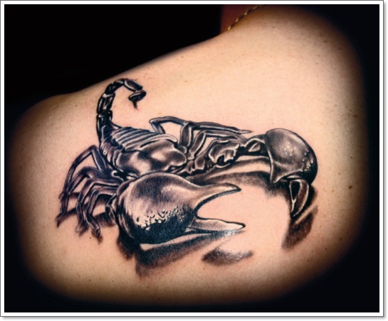 Scorpion Tattoo Design On Left Back Shoulder