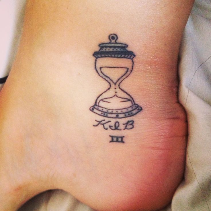 Small Black Hourglass Tattoo On Ankle