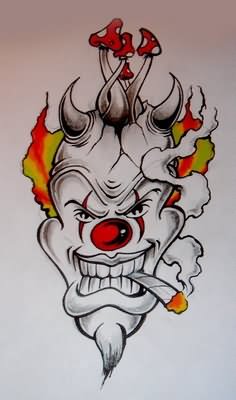 Smoking Clown Tattoo Design Sample
