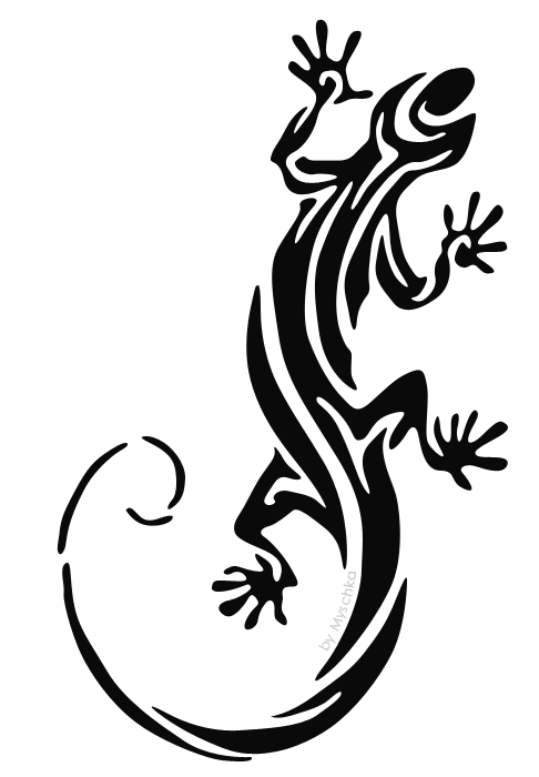 Tribal Gecko - Lizard Tattoo Sketch