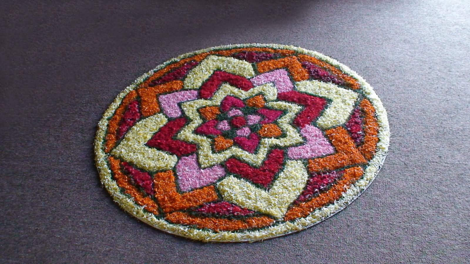 Vibrant Flowers Rangoli Design For Diwali