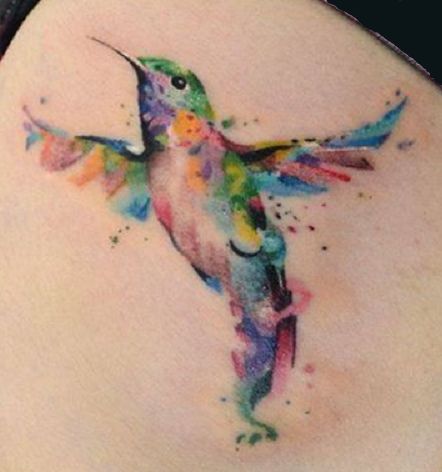 Watercolor Flying Bird Tattoo Design