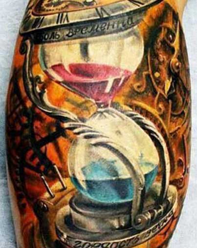 Watercolor Hourglass Tattoo On Forearm