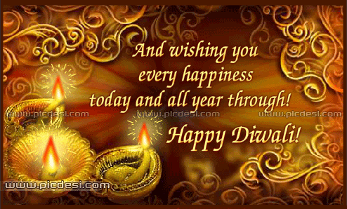 Wishing You Every Happiness Today And All Year Through Happy Diwali Lightening Diyas Animated Picture